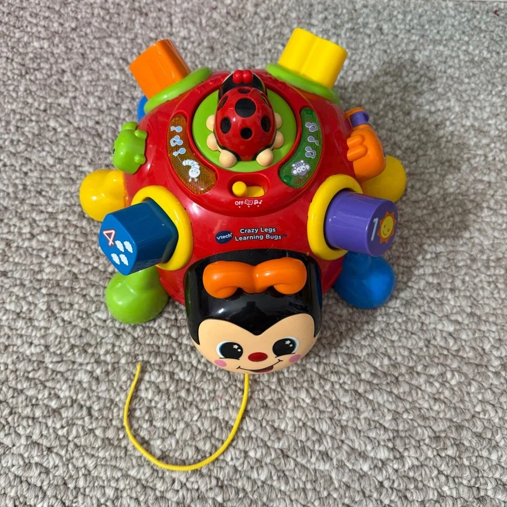 Vtech Crazy Legs Learning Bug Red Shape Sorter Pull Toy Musical Toddler Toy